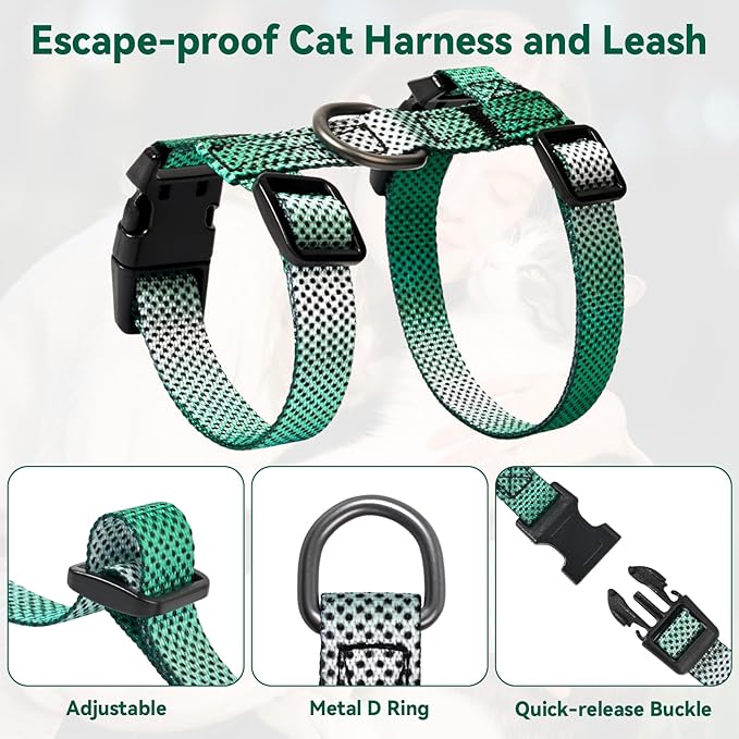 Cat Harness and Leash Set, 3-in-1 Escape Proof Adjustable, Comfortable Soft - Image 3
