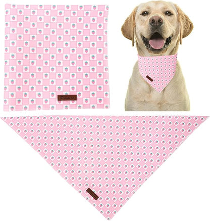 Spring Dog Bandana, UP URARA PUP Strawberry Triangle Bid Scarf - Image 4