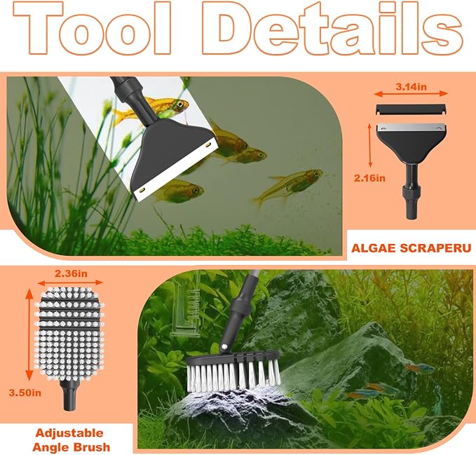 SEAOURA 7-in-1 Aquarium Cleaning Tool, Fish Tank Cleaner - Image 4