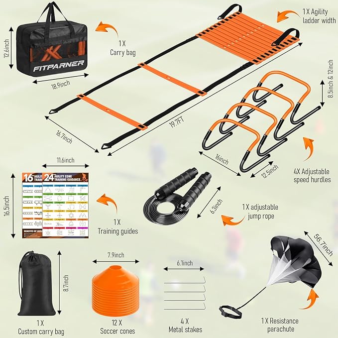 Agility Ladder, Soccer Football Training Equipment Set - 20ft Speed Ladder - Image 2