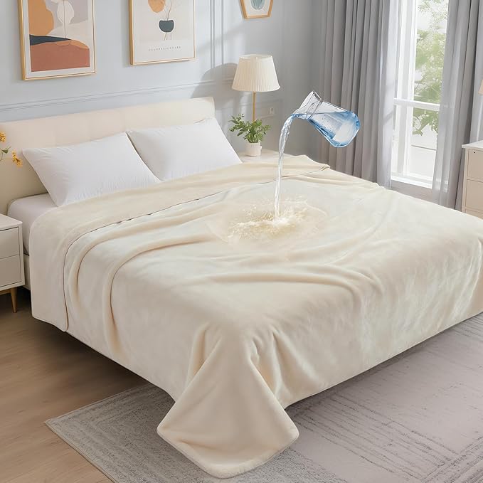 LOOBANI Waterproof Blanket for Bed: Reversible Soft Flannel Queen Bed Blanket by LOOBANI