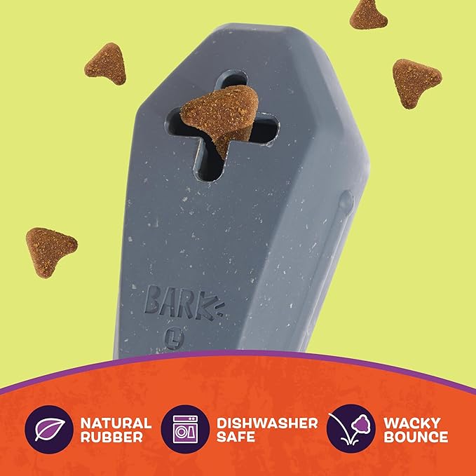 Barkbox Drac Casket Dog Toy – Treat Dispensing, Natural Rubber, Wacky Bounce - Image 3