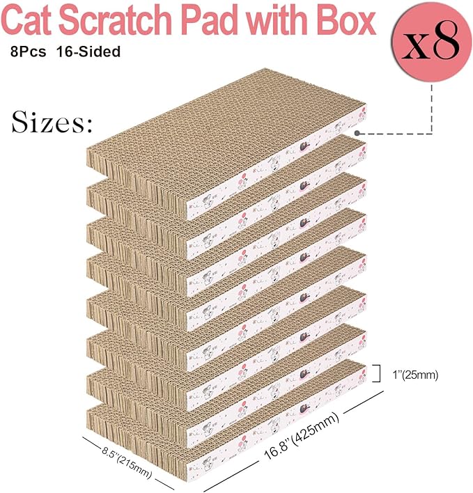 8 Packs in 1 Cat Scratch Pad, Cat Scratcher Cardboard, Reversible, Durable - Image 3