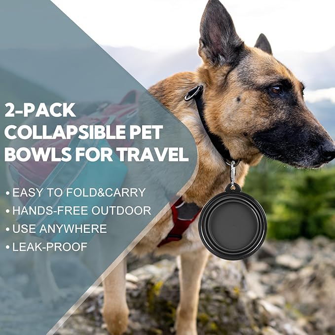 Dog Bowl Collapsible, 2 Pack Portable Foldable Travel Water Bowl Food Dishes - Image 4