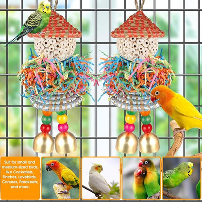 BBjinronjy 2PCS Bird Toys Parrot Foraging Shredder Hanging Toys Sola Balls - Image 5