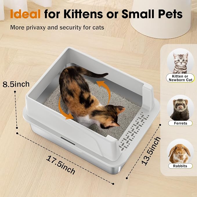 2PACK Stainless Steel Cat Litter Box - Image 4