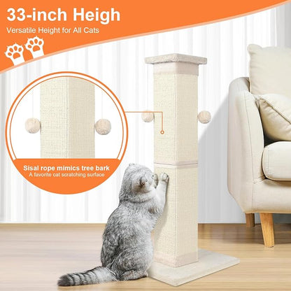 Cat Scratching Post 33 Inch Nature Sisal Cat Scratch Post - Image 7
