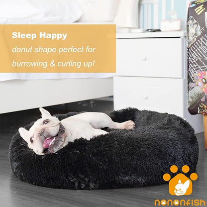Calming Donut Dogs Beds for Small Dogs Washable, 23inch Plush Round Pet Bed for - Image 2
