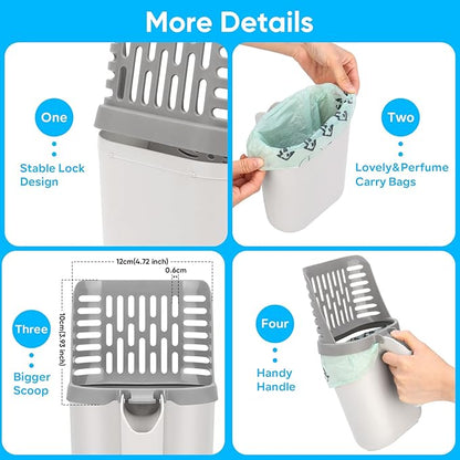 MYPIN Cat Litter Scooper with Holder, Upgraded Cat Litter Shovel with Bags - Image 5
