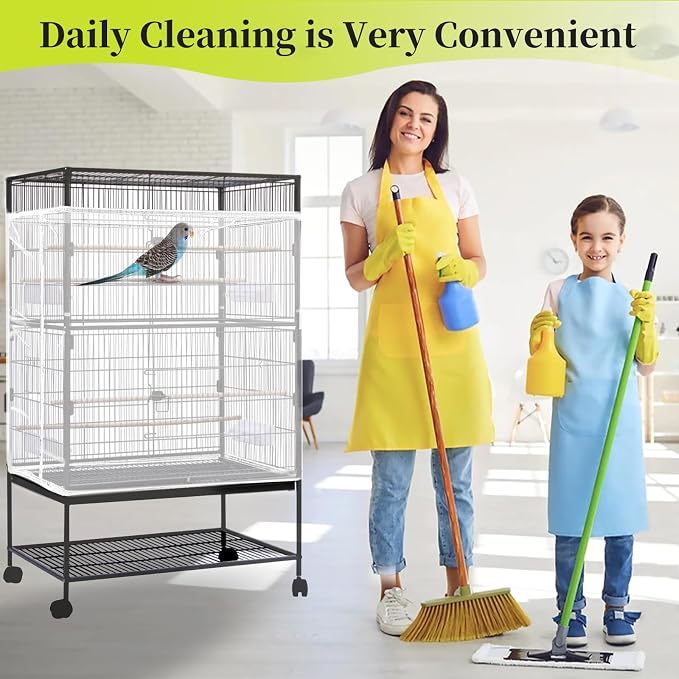 Daoeny Bird Cage Seed Catcher, Large Bird Cage Cover, Adjustable Soft Airy - Image 7