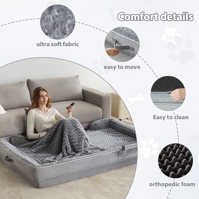 WNPETHOME Human Dog Beds for People Adults, Washable Faux Fur Nap Bed Adult - Image 3