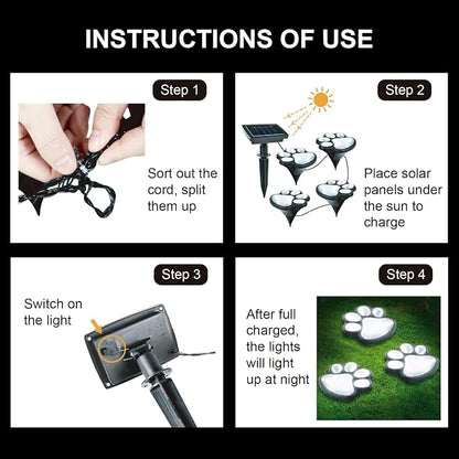 Animal Paw Print Solar Lights Outdoor Garden Decor, 4 Pack Paw Print Lights - Image 4