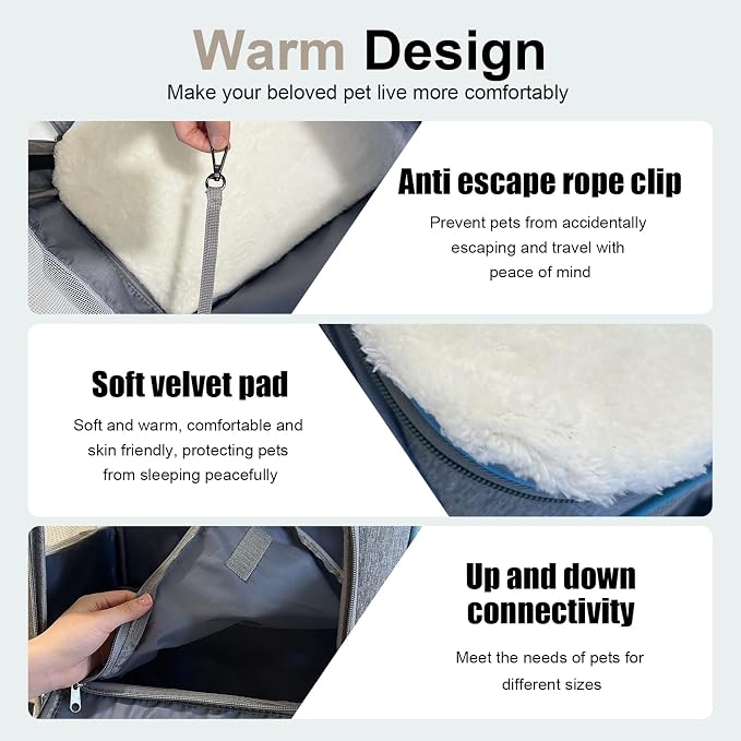 2-in-1 Pet Carrier Backpack for Two Cats or One Dog - Image 3
