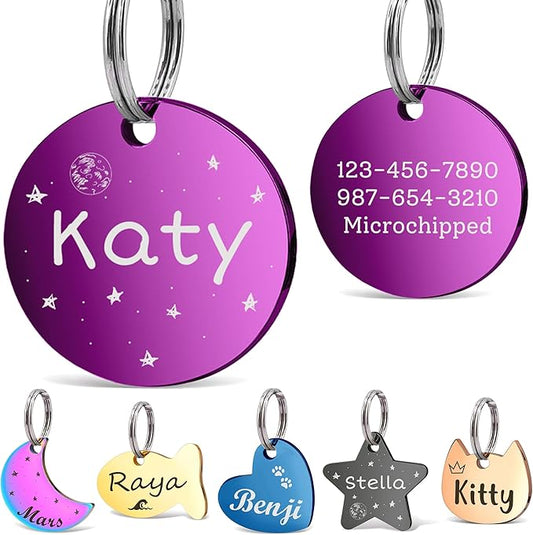 Anavia Small Size Dog Cat ID Tags, Small/XS Personalized Color Plated Stainless by Anavia