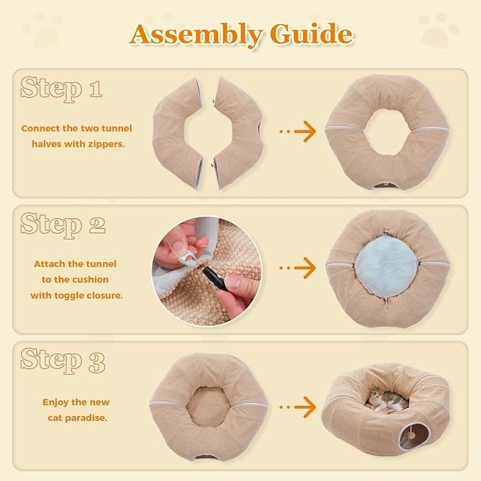 PEQULTI Cat Donut Tunnel with Bed - Image 5