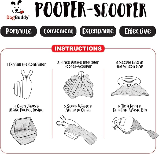 DogBuddy Pooper Scooper, Portable Dog Pooper Scooper, Poop Scooper - Image 6