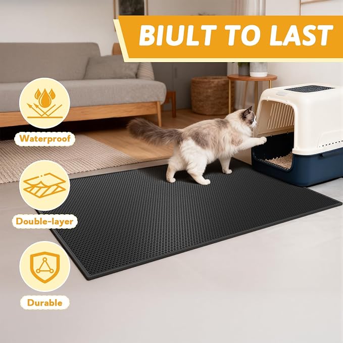 Pieviev Cat Litter Mat Double Layer Waterproof Urine Proof Trapping Mat 1 Pack) - Image 7
