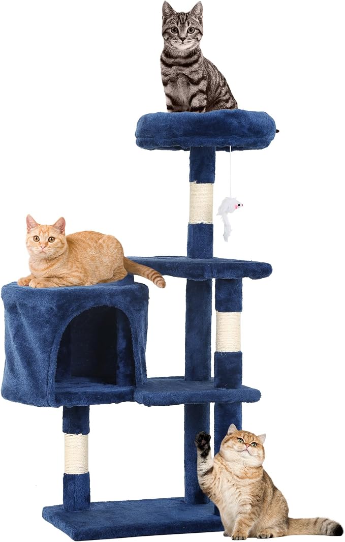 FDW | 36" Cat Tree Tower | Navy Blue | Multi-Level Indoor Activity Center by FDW