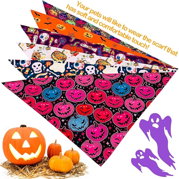 PET SHOW 50 Pack Halloween Small Dog Bandanas Girl Boy Pumpkin Bat Ghost Cat - Image 4