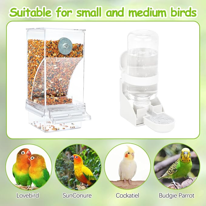 Rypet No Mess Bird Water Feeder Dispenser Set Automatic Bird Feeder Transparent - Image 5