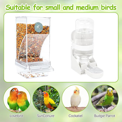 Rypet No Mess Bird Water Feeder Dispenser Set Automatic Bird Feeder Transparent - Image 5