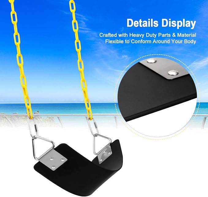AGPTEK Swing Set, Seat with 66 Inch Anti-Rust Chains Thermoplastic Coated - Image 6