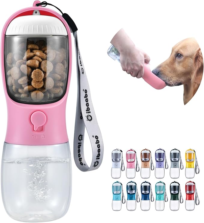 Dog Water Bottle with Food Container, Travel Puppy Water Bowl, Portable Pet by Cibaabo