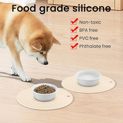 Ptlom Silicone Pet Food Mat for Dogs and Cats Placemat 2Pcs, Waterproof - Image 3
