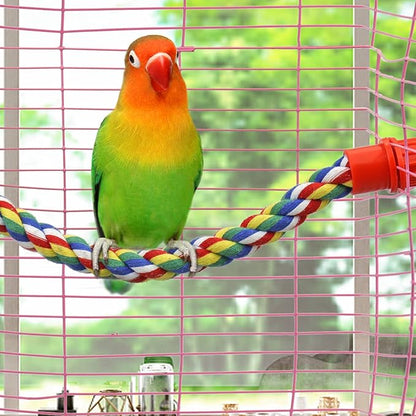 Bird Rope Perches for Parrots, Cockatiels, Budgie Cages Comfy Birds Colorful - Image 2