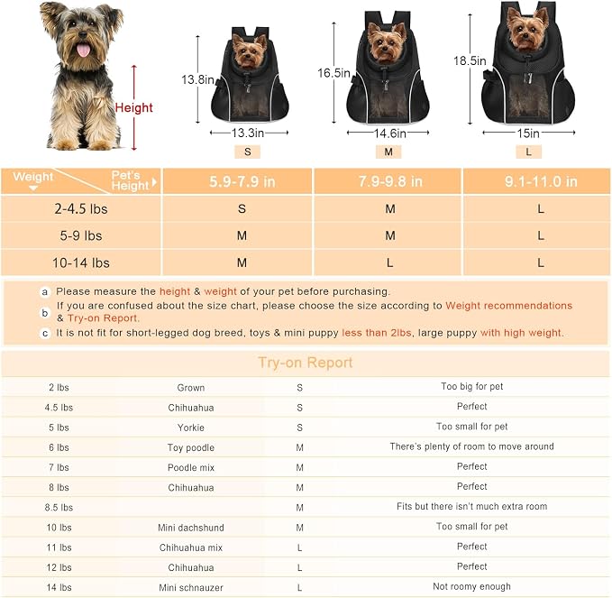 WOYYHO Pet Dog Carrier Backpack Small Dog Front Backpack Ventilated Mesh Dog - Image 4