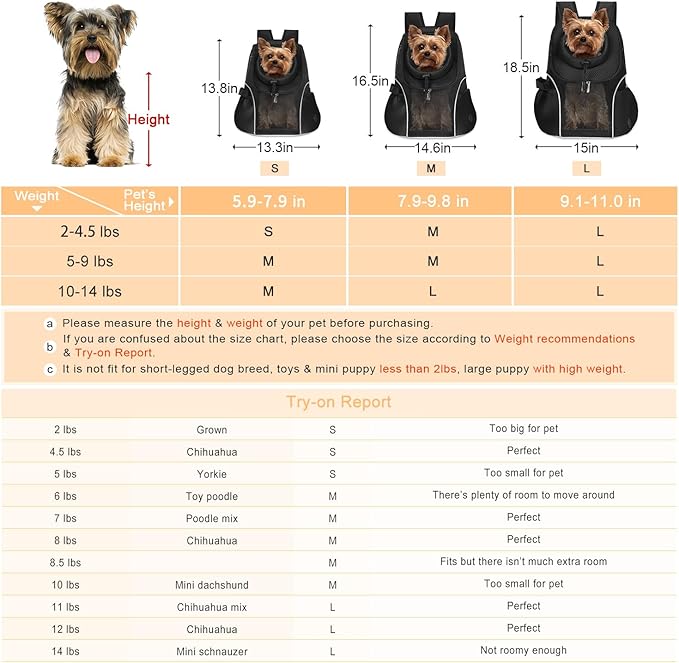 WOYYHO Pet Dog Carrier Backpack Small Dog Front Backpack Ventilated Mesh Dog - Image 4