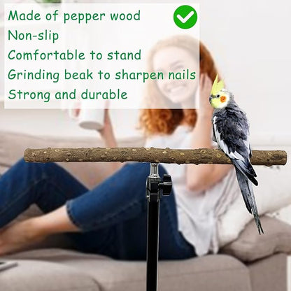 kathson 28-60inches Height Adjustable Bird Perch, Pepperwood Parrot Perch Stand - Image 6