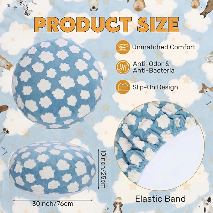 Youyole Medium Washable Round Dog Bed Cover Replacement Waterproof 30 x 30 x 10 - Image 2