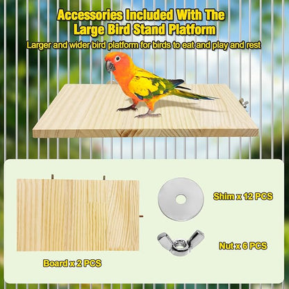 2PCS 13.8x7.9 inches Large Bird Perch Stand Wooden Parakeet Stand Platform - Image 2