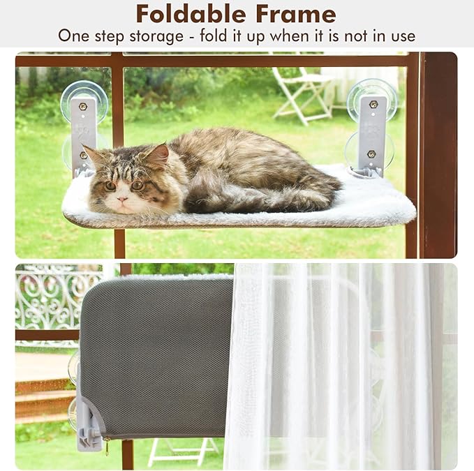 AMOSIJOY Cordless Cat Window Perch, Cat Hammock - Image 4