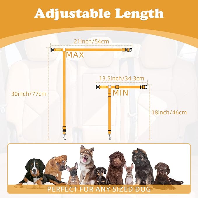 BWOGUE Pet Dog Cat Seat Belts, Car Headrest Restraint Adjustable Safety Leads - Image 4