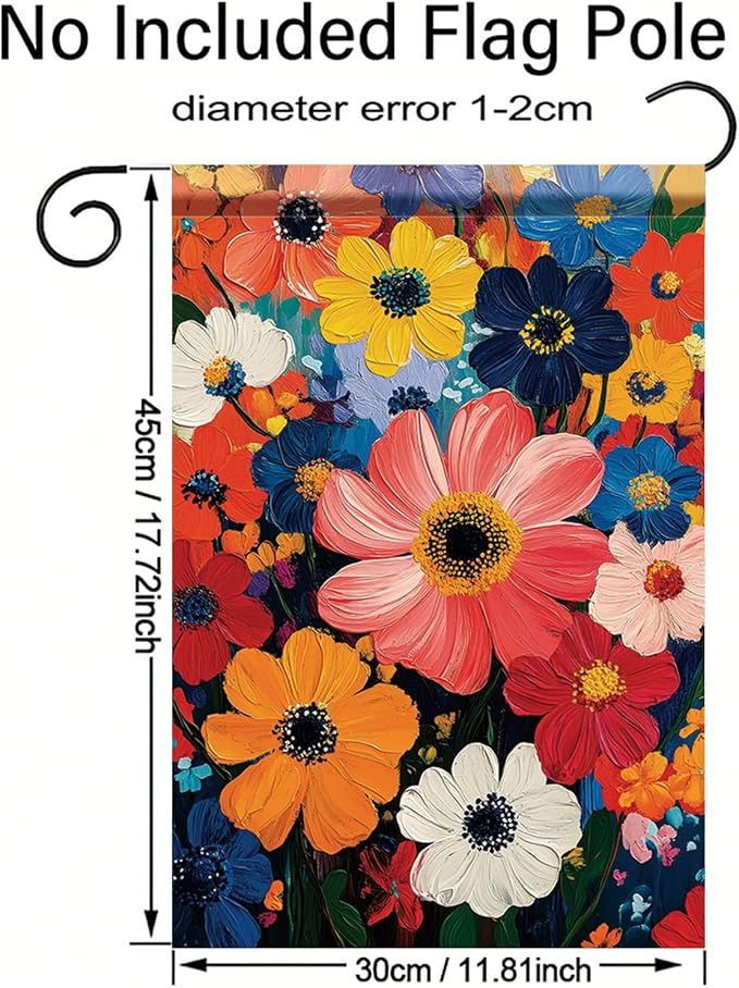 Garden Flag Colorful Flower Field Oil Painting Style Yard Welcome Banner Double - Image 8
