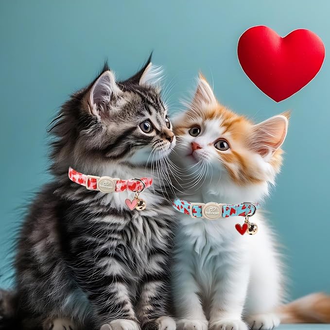 2 Pack Valentines Cat Collars - Image 2