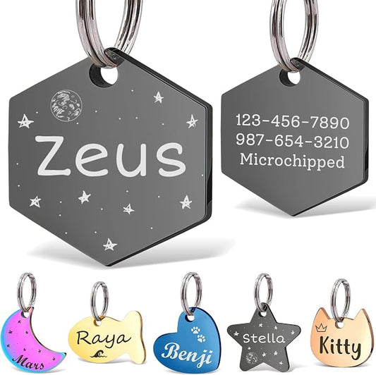 Anavia Small Size Dog Cat ID Tags, Small/XS Personalized Color Plated Stainless by Anavia