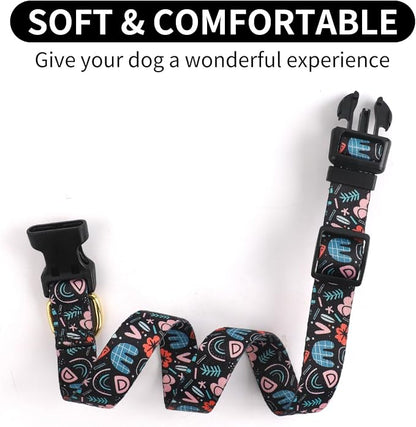 QQPETS Adjustable Soft Dog Collar: Print Flower Pink Multicolor Cute Patterns - Image 4