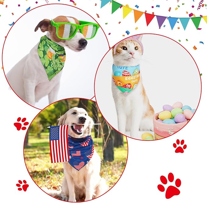 Weewooday 9 Pcs Holiday Dog Bandanas St' Patrick's Day Easter Bandanas Birthday - Image 6