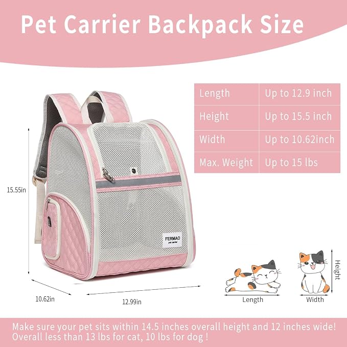 Cat Backpack Carrier for Small Dogs and Medium cat Puppy Kitten Bunny Pet - Image 5
