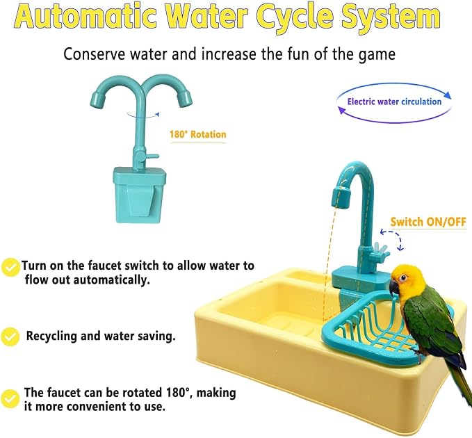 kathson Parrot Bathtub, Automatic Bird Shower Box, Bird Bathing Tub Pool Toy - Image 3