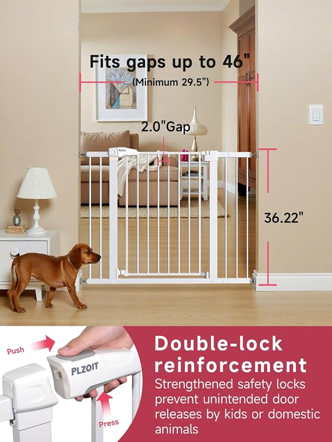 36.2" Extra Tall Baby Gate for Stairs, 29.5-46" Wide Dog Gate for Doorways - Image 3