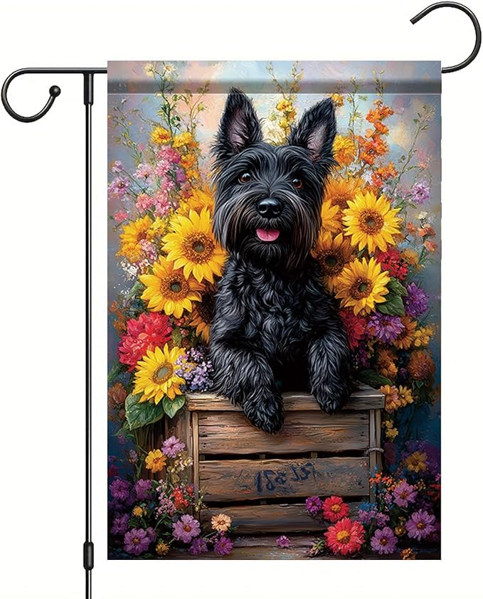 Garden Flag Black Terrier Dog by StarlitPatio