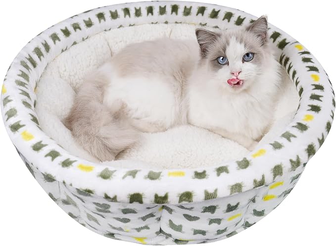 Super Soft Small Dog & Cat Bed, Anti-Anxiety Puppy Cuddler, Cozy Round Fluffy by AIWIKIDE