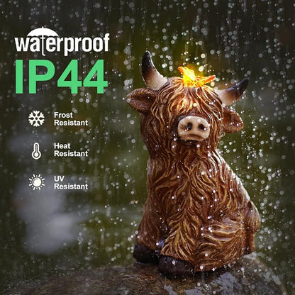 Solar Garden Statue Highland Cow Figurine – Outdoor Decoration - Image 7