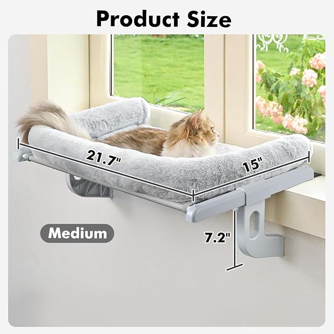 Cat Window Sill Perch with Large Bolster, Pet Hammock Bed - Image 5