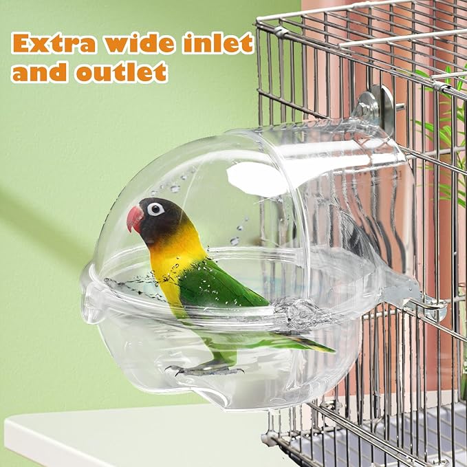 kathson Bird Bath Box for Cage Parakeet Bath Tub Parrot Hanging Bathtub Cube - Image 4
