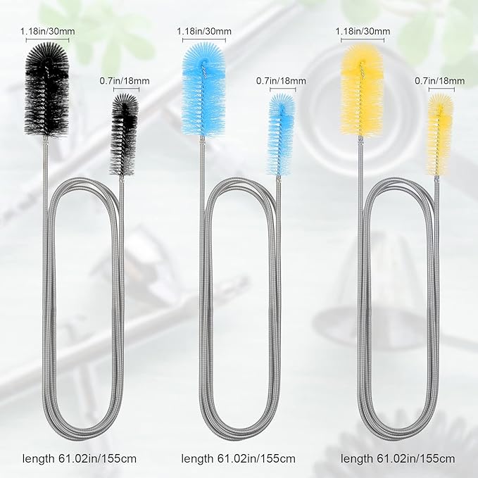 Patelai 3 Pieces Aquarium Filter Hose Brush Stainless Flexible Tube Cleaning - Image 4